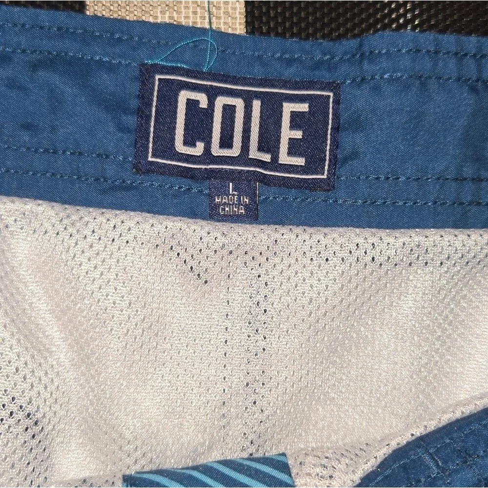 Cole of California Blue Geometric Swim Shorts